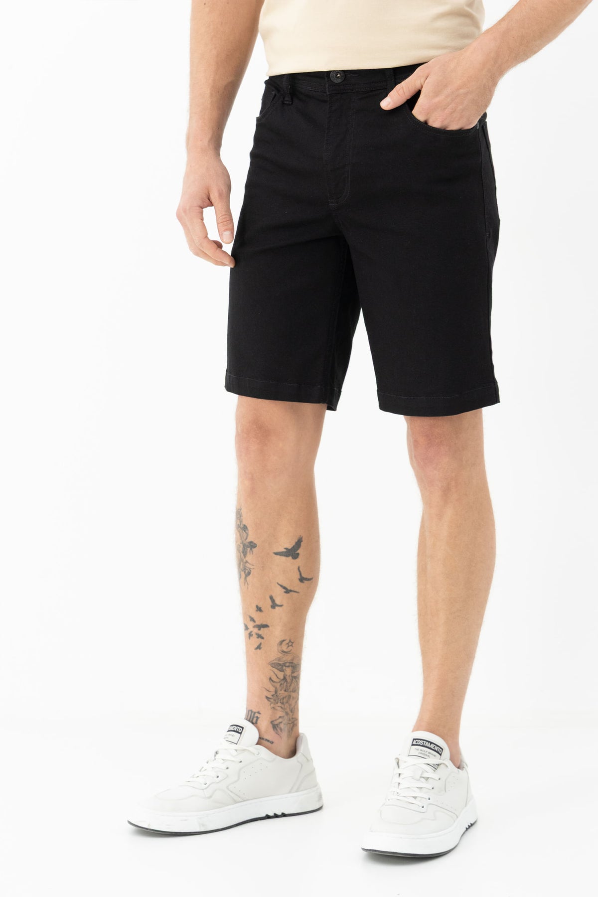 Bermuda Tech Sarja Básica Masculina Acostamento Jeans Escuro