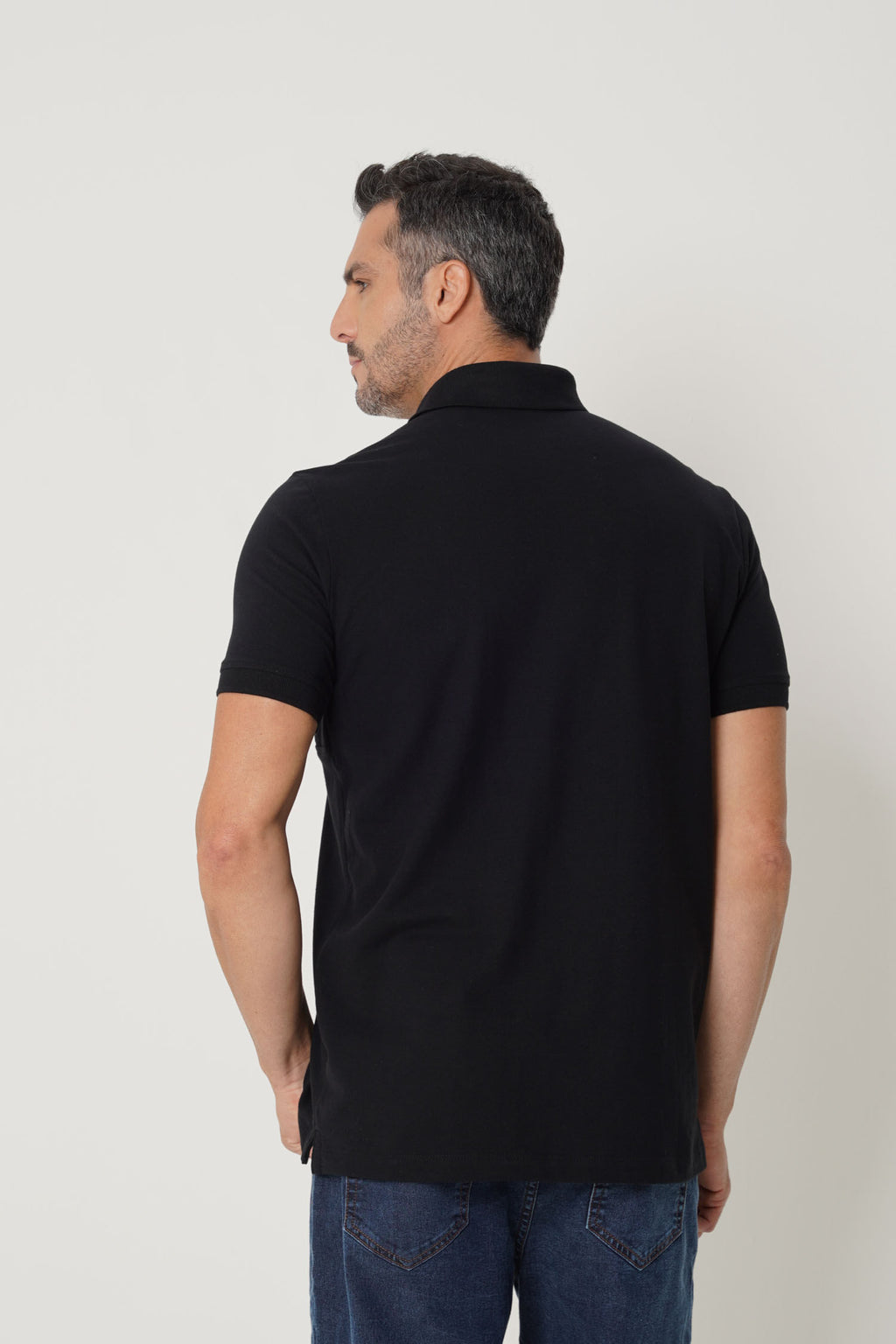 Polo Casual Com Logo Masculina Acostamento Preto