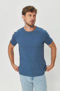 Camiseta Básica Algodão Masculina Acostamento Azul Atlantico