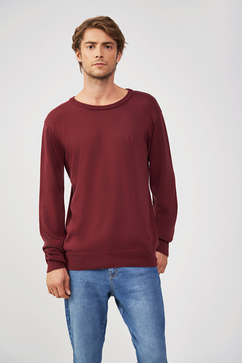 Tricot Gola Careca Masculina Acostamento Bordo