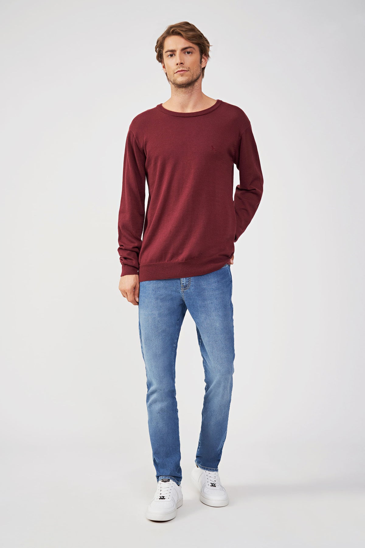 Tricot Gola Careca Masculina Acostamento Bordo