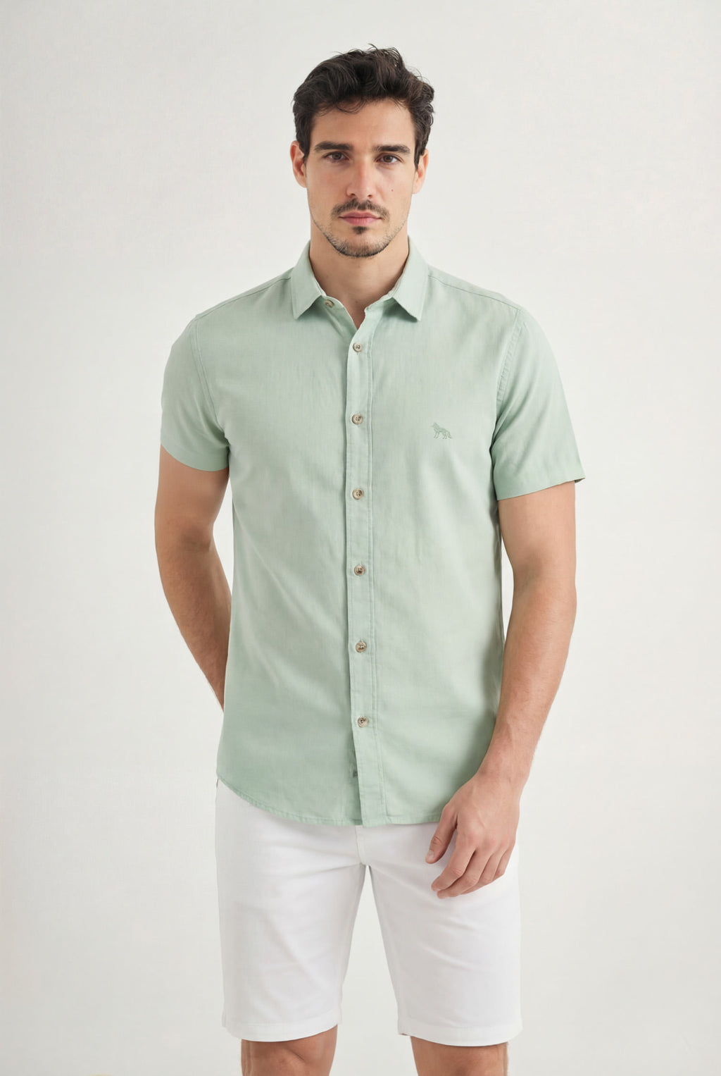 Camisa Wash Manga Curta Masculina Acostamento Verde Cidreira