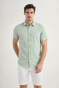 Camisa Wash Manga Curta Masculina Acostamento Verde Cidreira