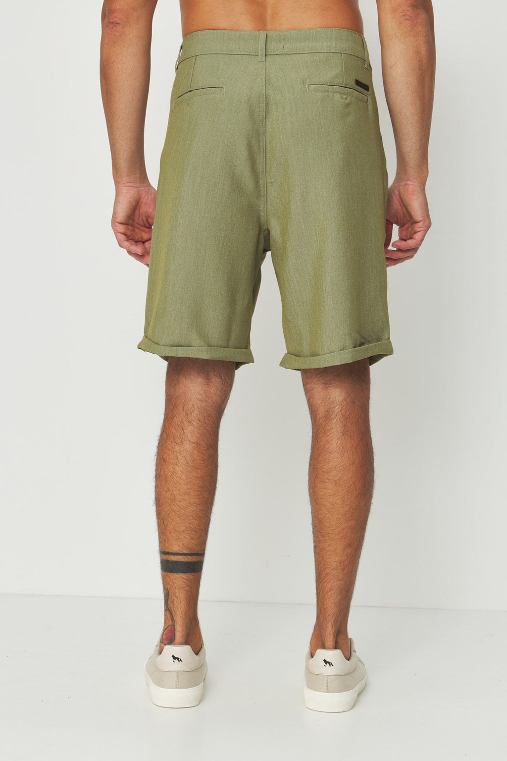 Bermuda Alfaiataria Masculina Acostamento Verde Mesclado