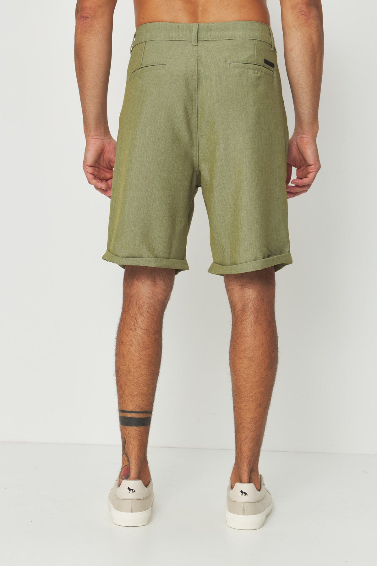 Bermuda Alfaiataria Masculina Acostamento Verde Mesclado