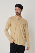 Camiseta Manga Longa Bordada Masculina Acostamento Bege