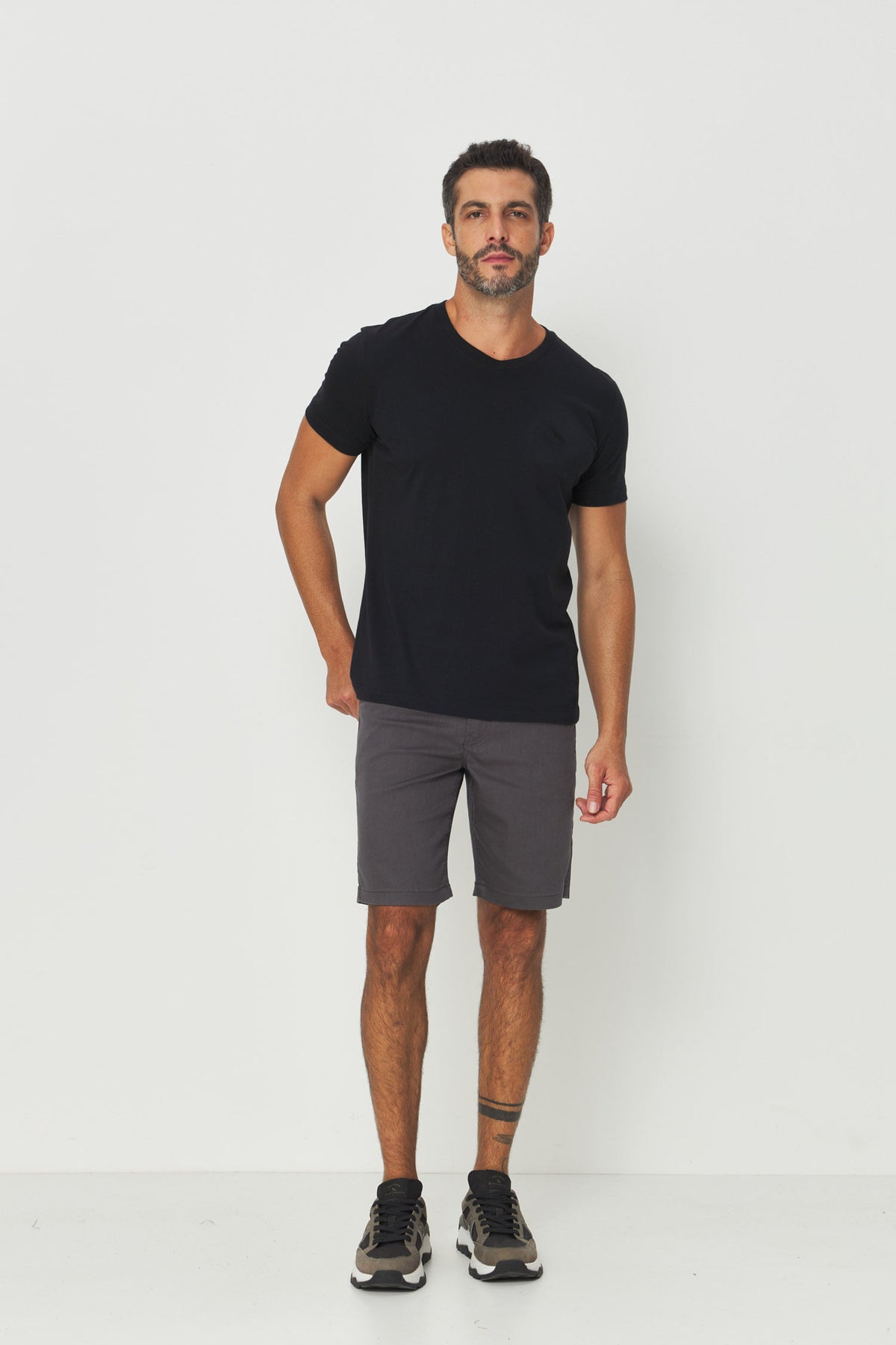 Bermuda Sarja Andrews Masculina Acostamento Chumbo