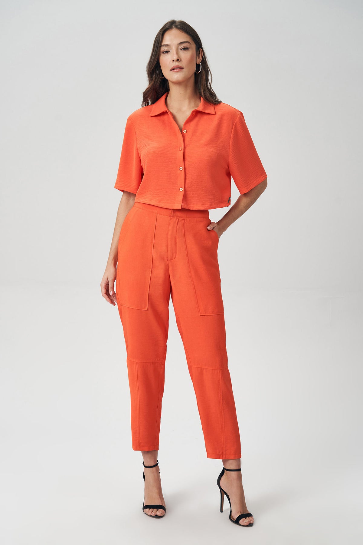 Camisa Cropped Solta Feminina Acostamento Garden