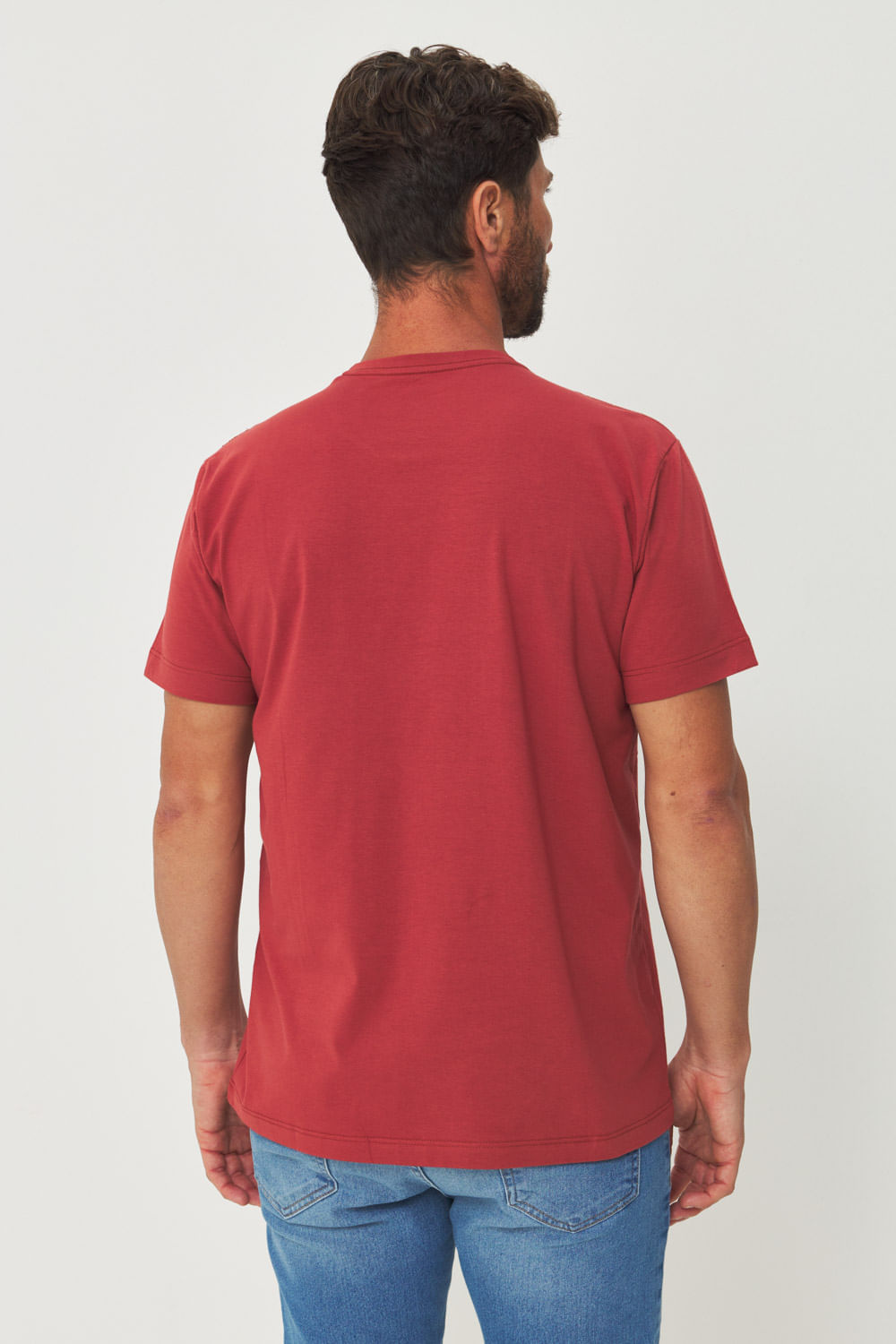 Camiseta Mini Lettering Masculina Acostamento Vermelho Telha