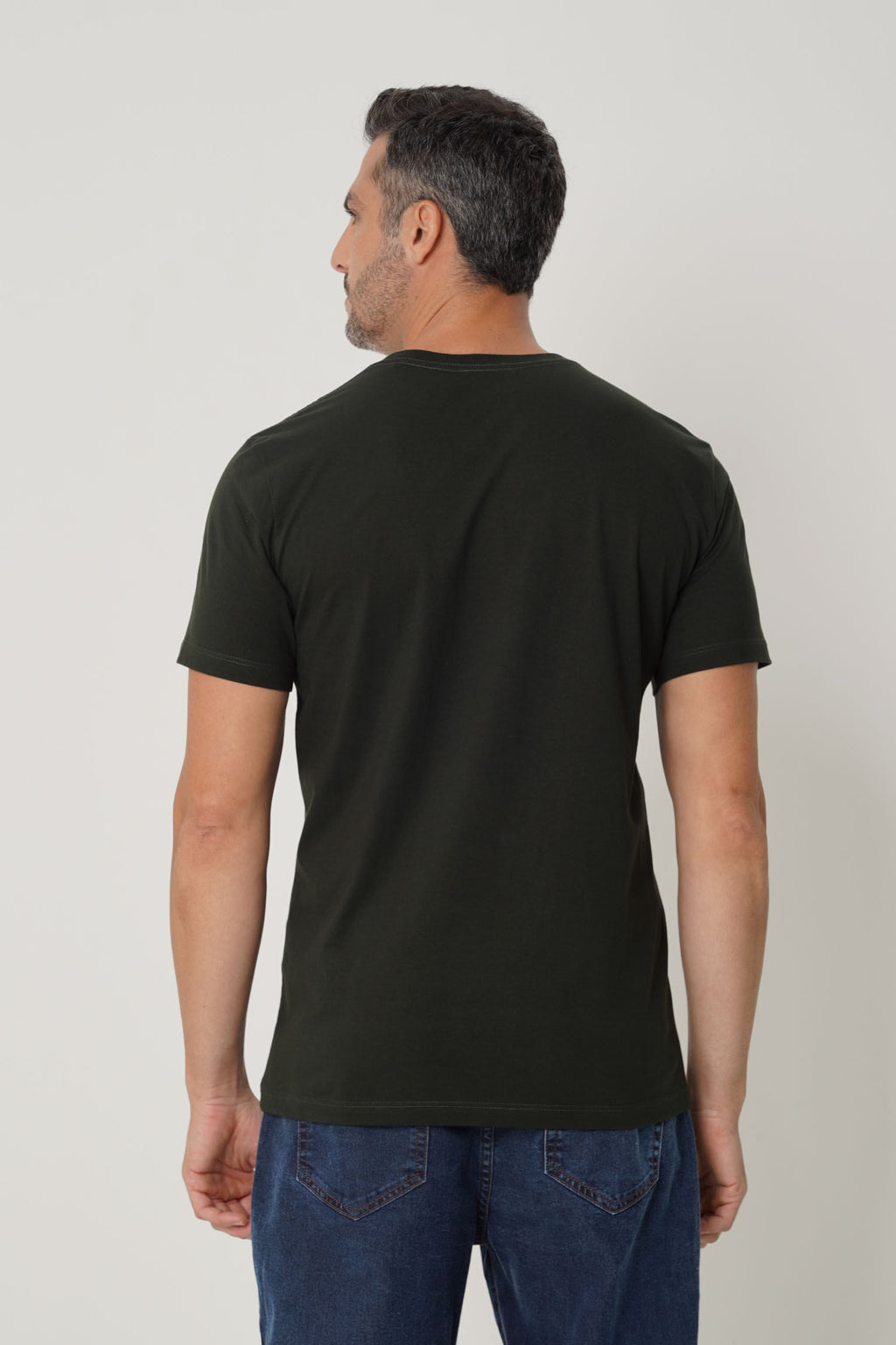 Camiseta Casual Algodão Masculina Acostamento Verde Folhagem