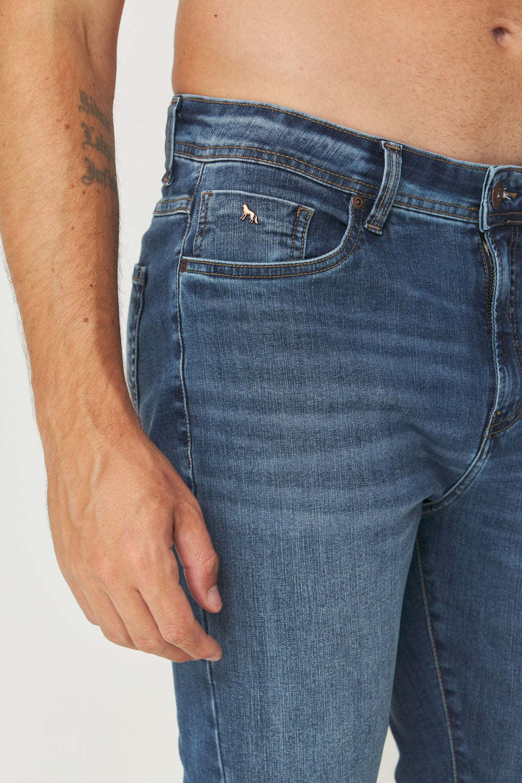 Calça Jeans Básica Rock Masculina Acostamento Jeans Intermediario