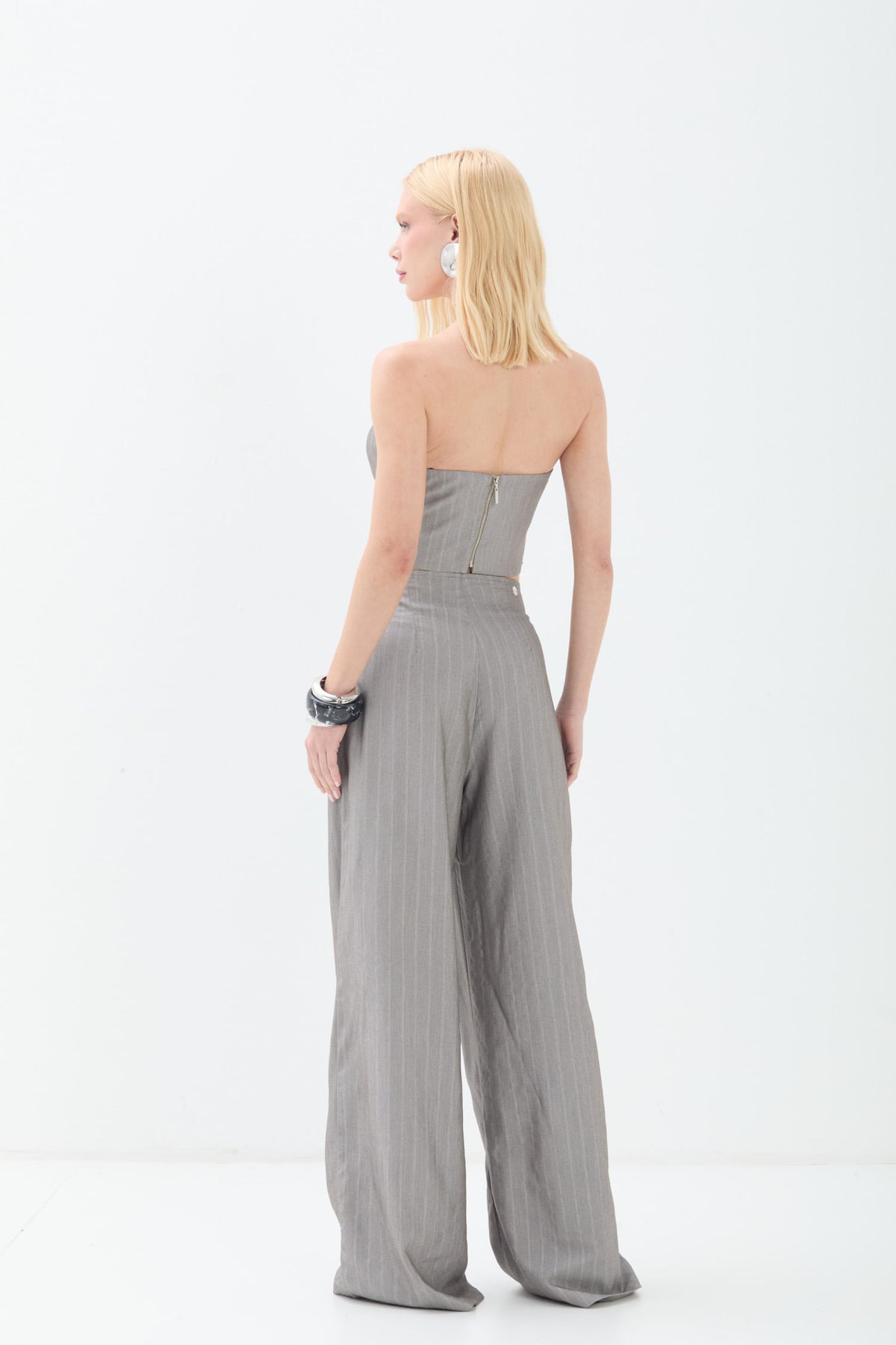 Calça Alfaiataria Pantalona  ACT Feminina Light Silver