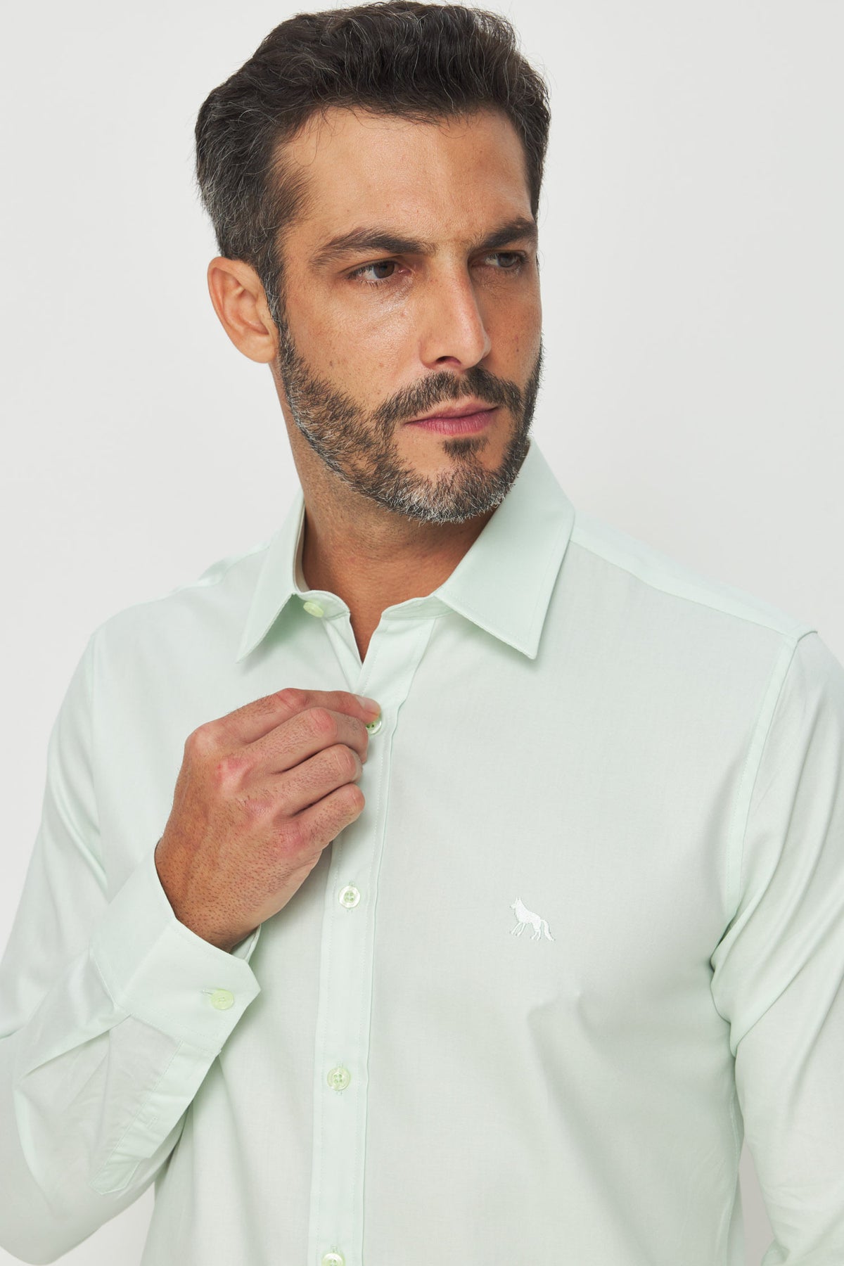 Camisa Manga Longa Scrivania Masculina Acostamento Verde Acqua