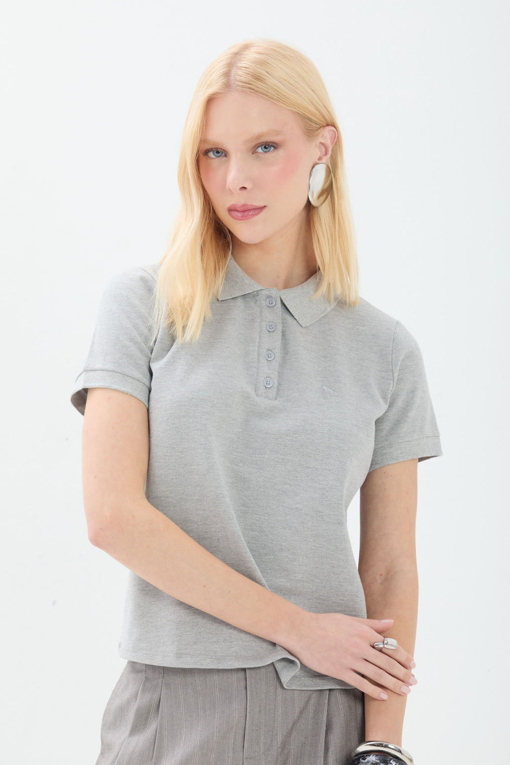 Polo Classic Casual ACT Feminina Mescla