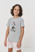 Camiseta Estampa Lobo Menino Acostamento Next Azul Neblina