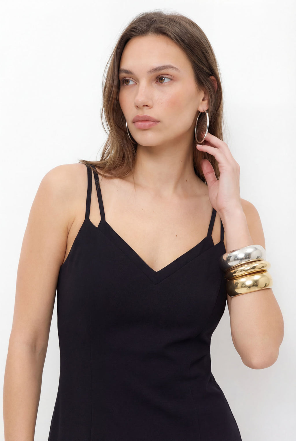 Vestido Midi Com Fenda Lateral ACT Feminino Preto
