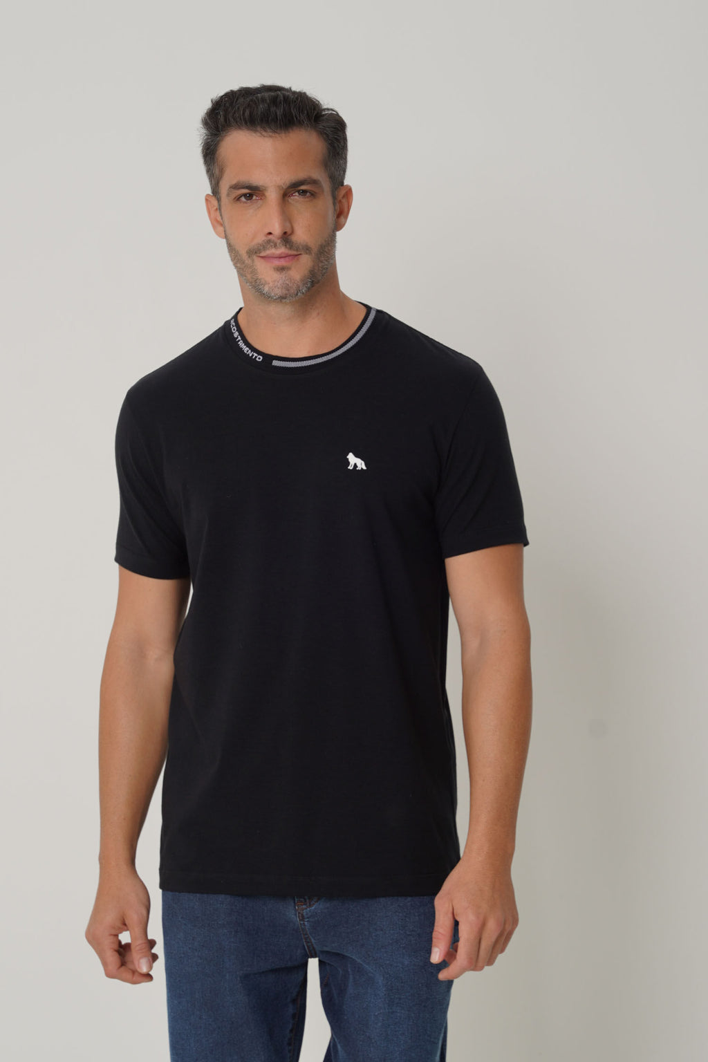 Camiseta Elastano Lobo Masculina Acostamento Preto