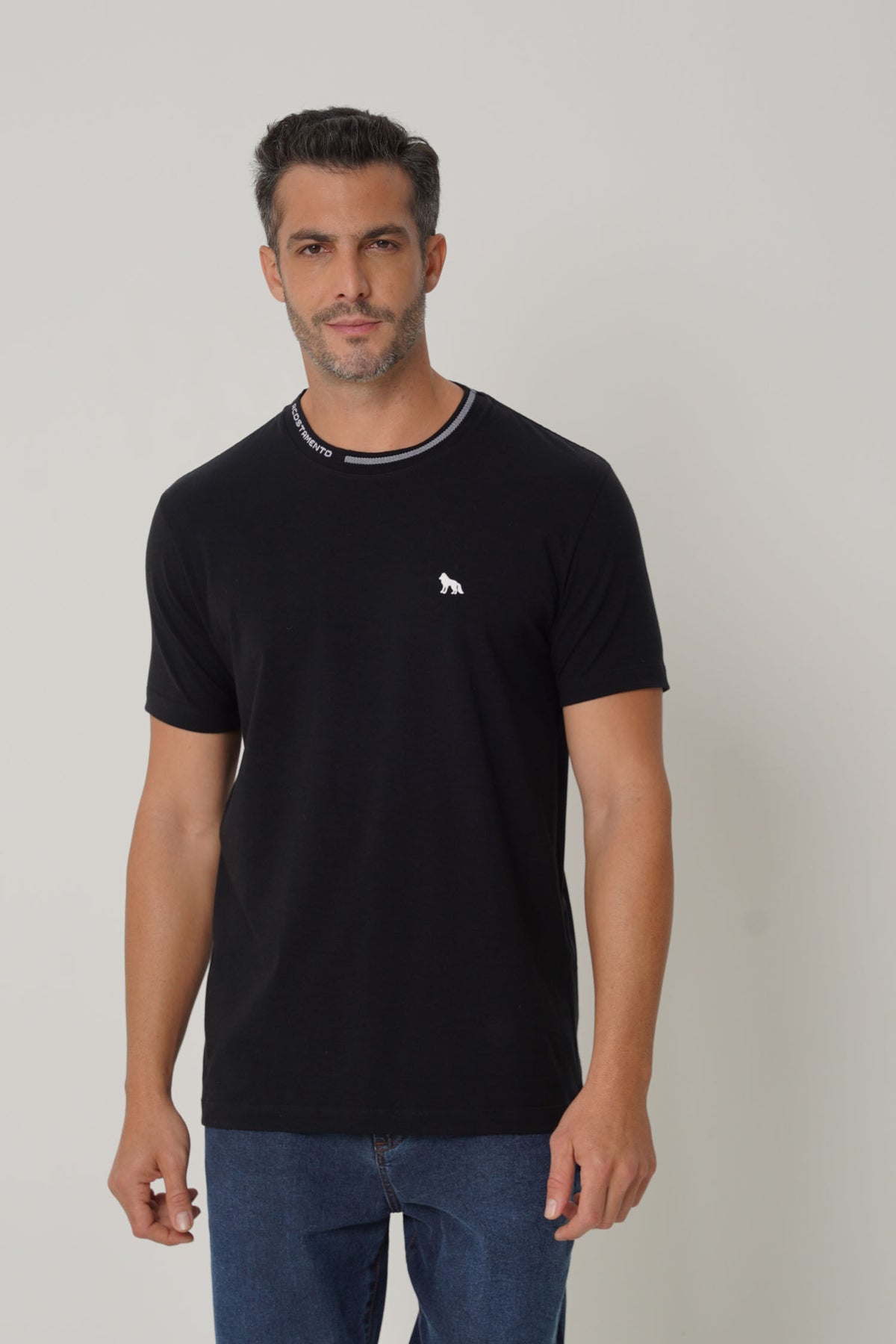 Camiseta Elastano Lobo Masculina Acostamento Preto