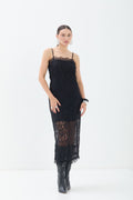 Vestido Renda Alças Finas ACT Feminino Preto