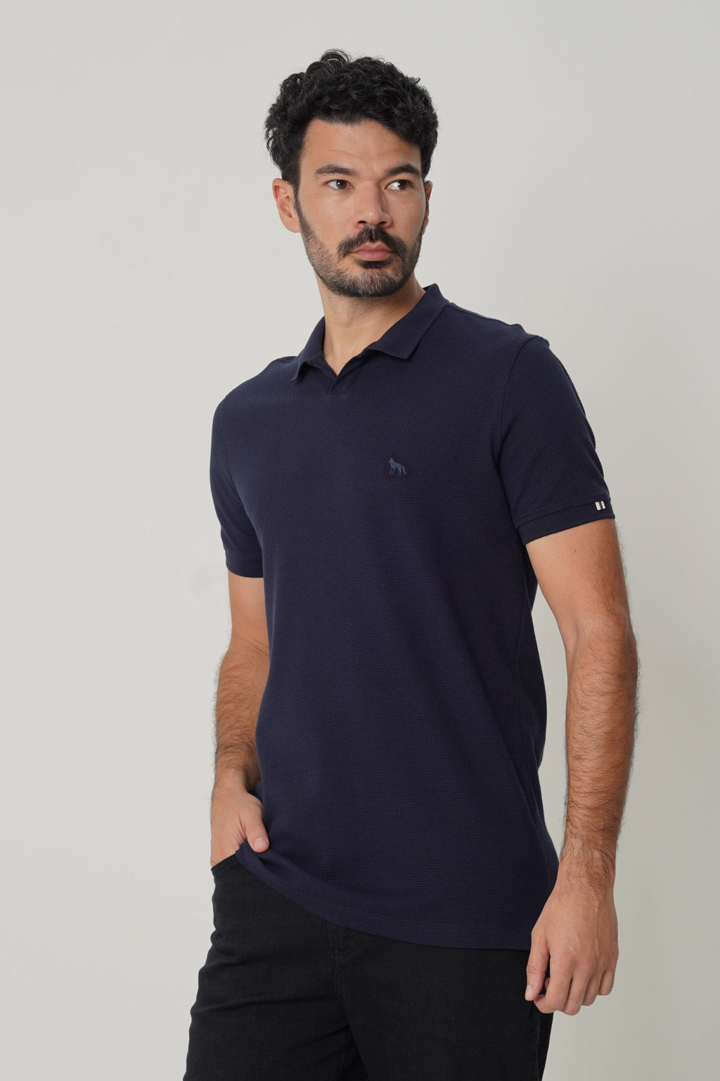 Polo Bordada Signature Masculina Acostamento Marinho