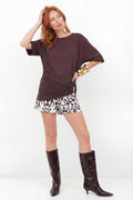 Blusa Com Detalhe Lateral ACT Feminina Deep Brown