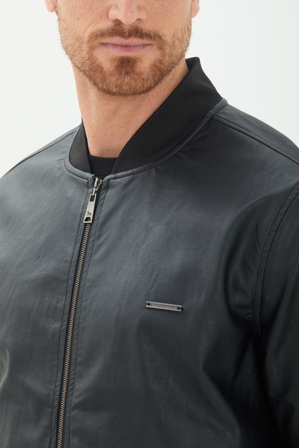 Jaqueta PU Com Ziper Masculino Acostamento Preto