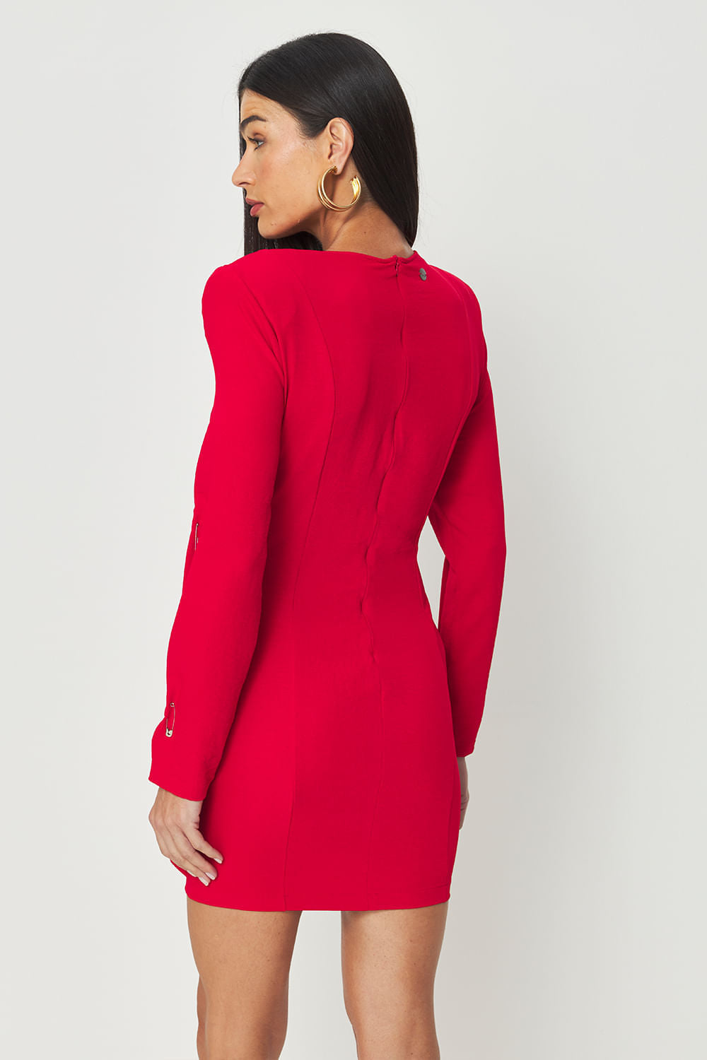 Vestido Curto Transpassado Manga Longa ACT Feminino Red Velvet