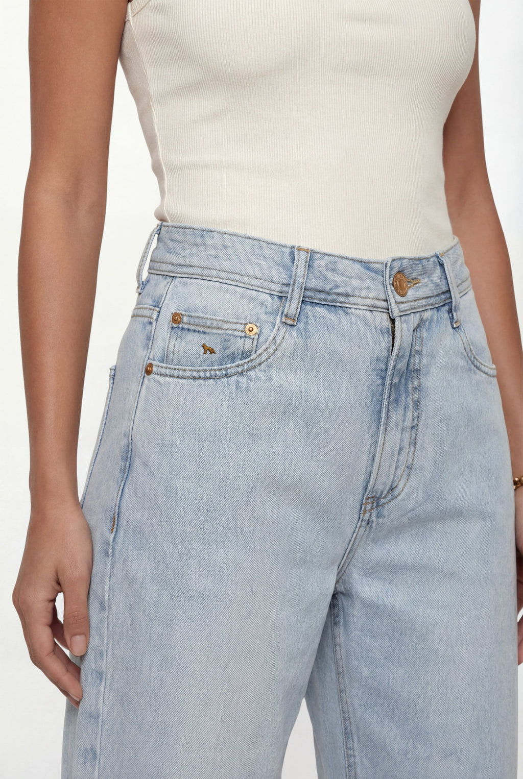 Calça Jeans Barrel Casual ACT Feminina Jeans Claro