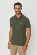 Polo Detail Minimalista Masculina Acostamento Verde Militar