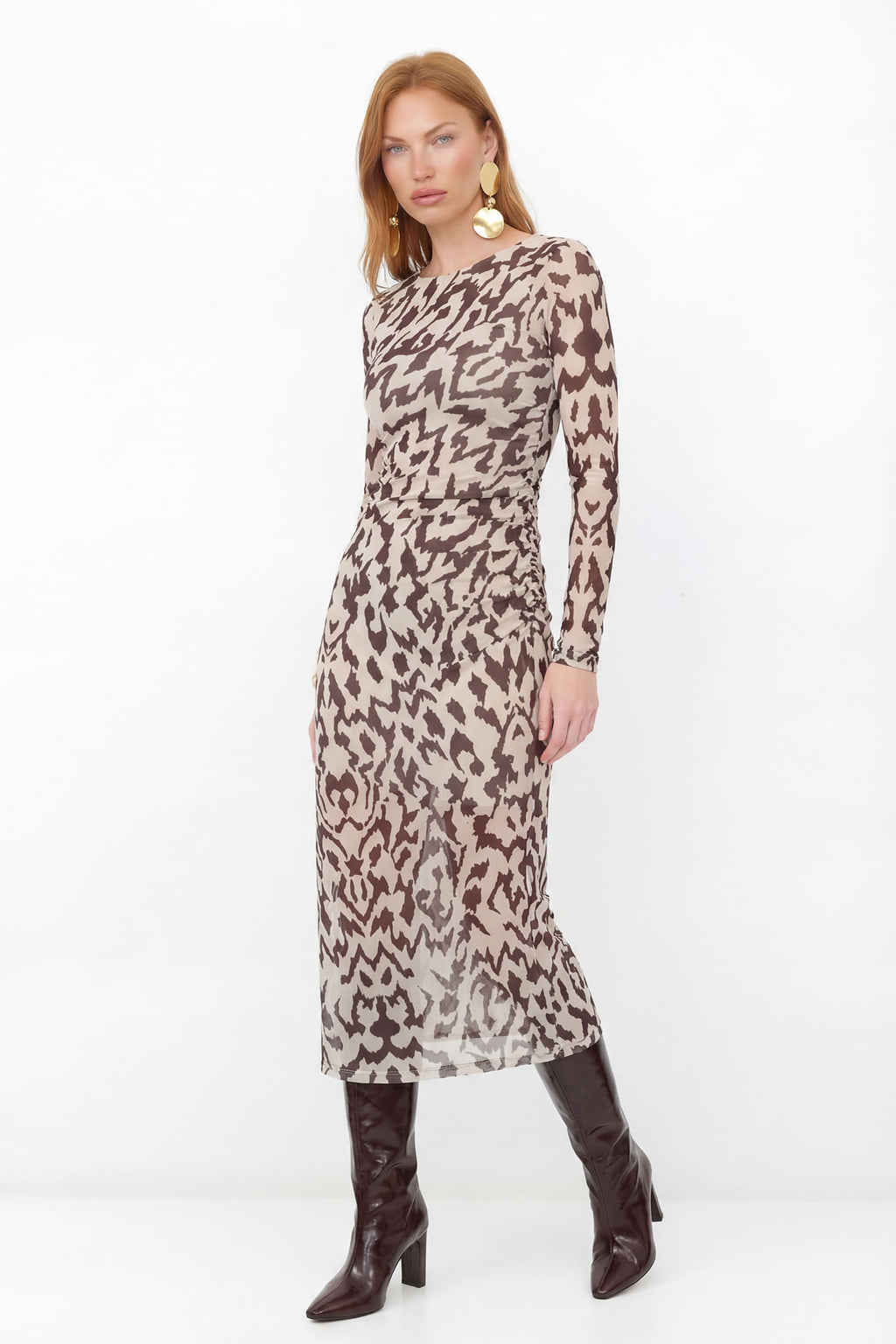 Vestido Midi De Tule Estampado ACT Feminino Soft Instinct