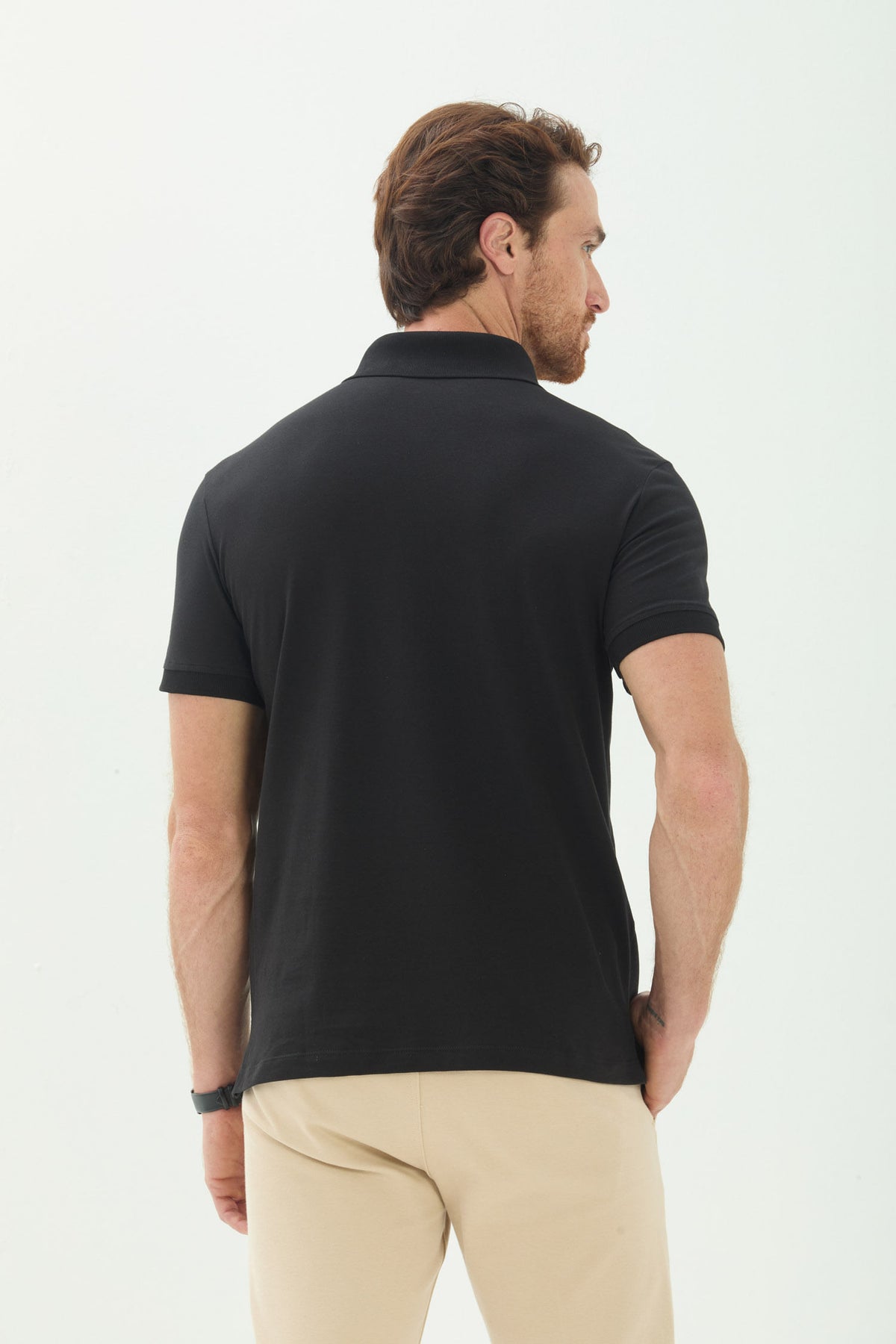 Polo Casual Basic Masculina Acostamento Preto