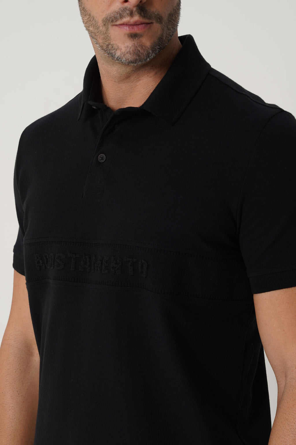 Polo Casual Com Logo Masculina Acostamento Preto