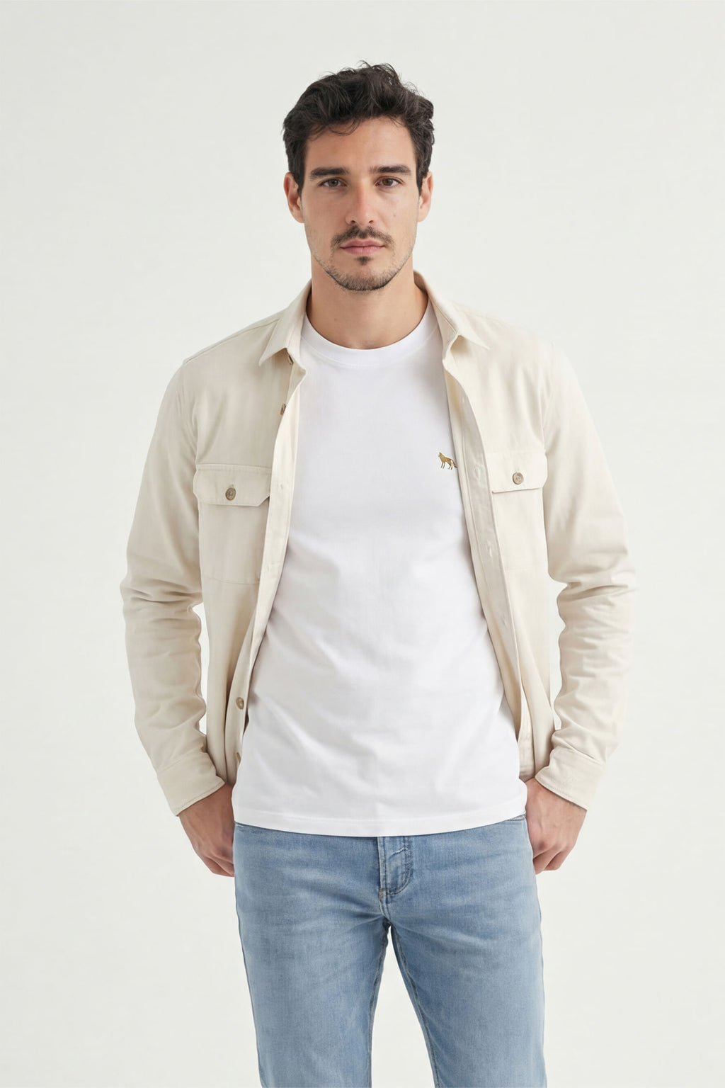 Camisa Manga Longa Com Linho Masculina Acostamento Natural