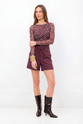 Shorts Feminino Cintura Alta ACT Feminino Deep Ruby