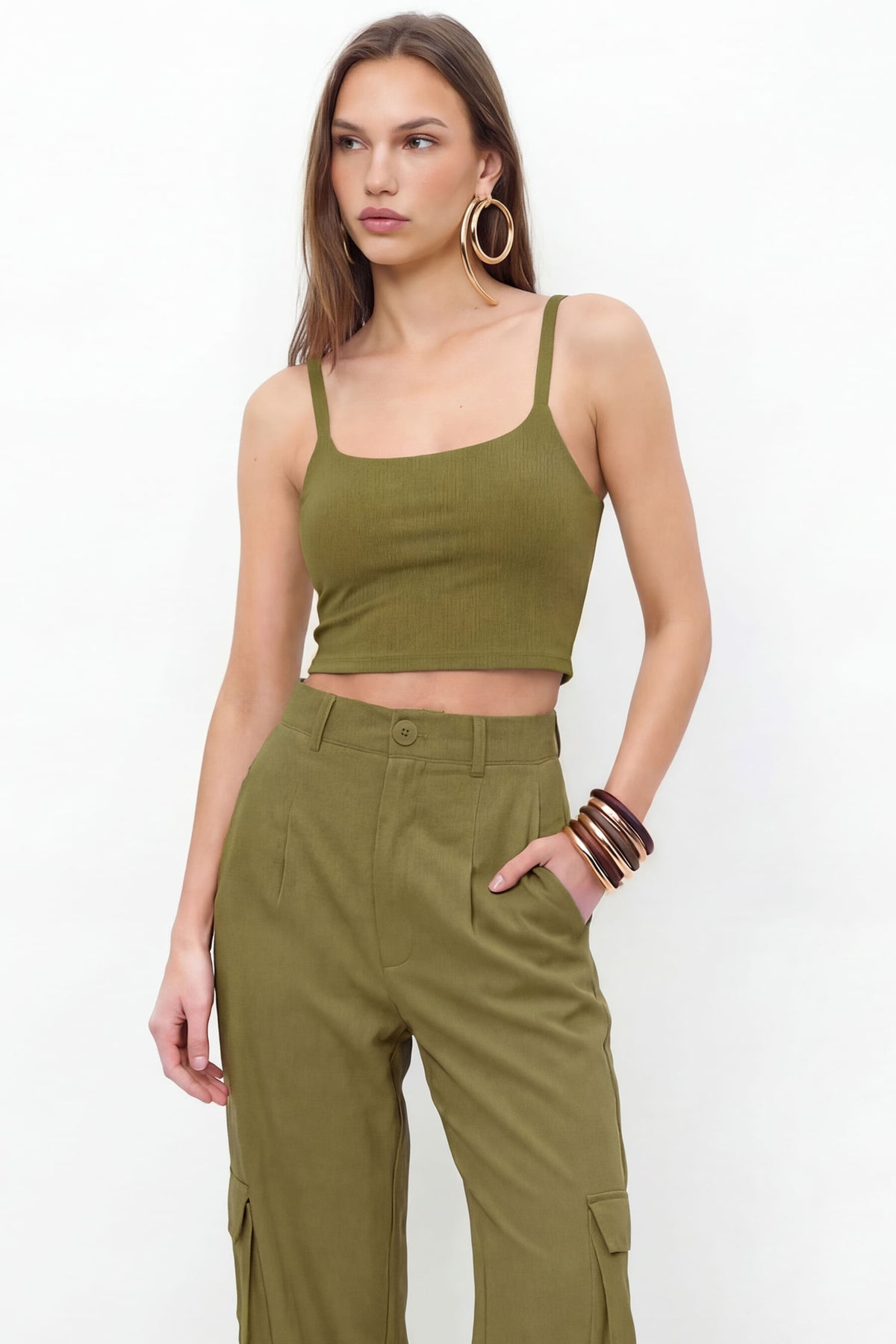 Blusa Alça Fina Canelada ACT Feminina Fendi