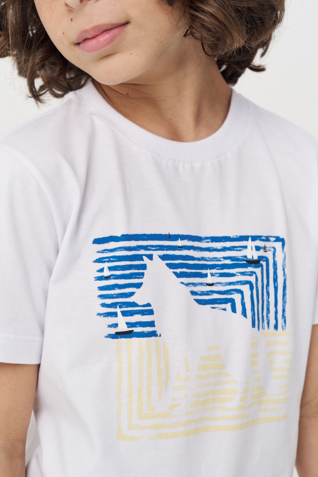 Camiseta Algodão Estampada Menino Acostamento Next Branco