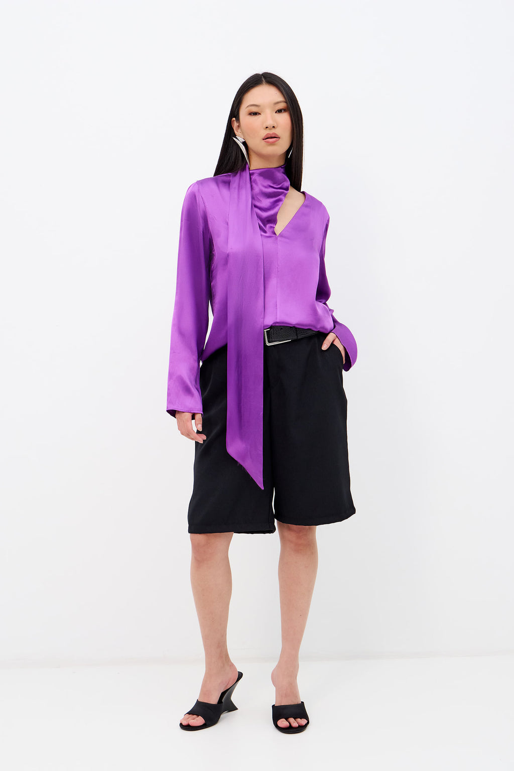 Blusa Longa Cut Feminina Inblanche Flash Purple