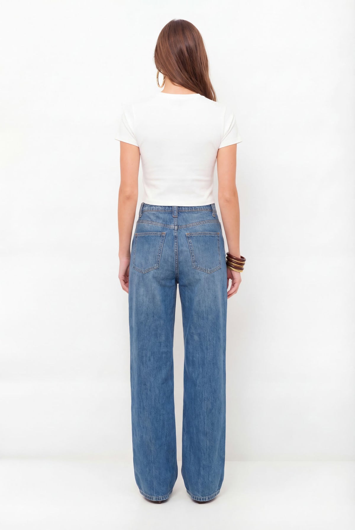 Calça Jeans Wide Cintura Média ACT Feminina Jeans Intermediario