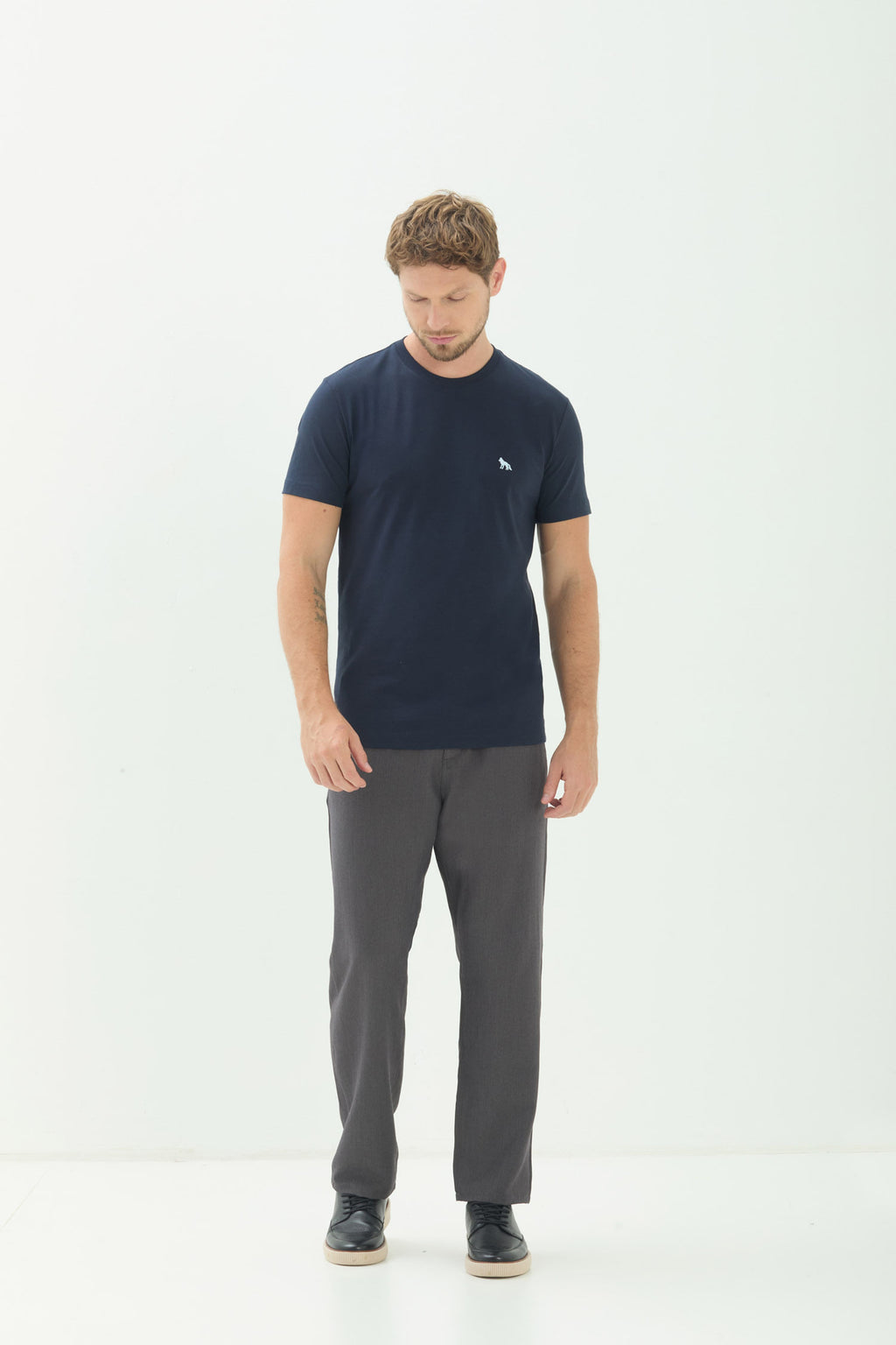 Camiseta Básica Casual Masculina Acostamento Marinho