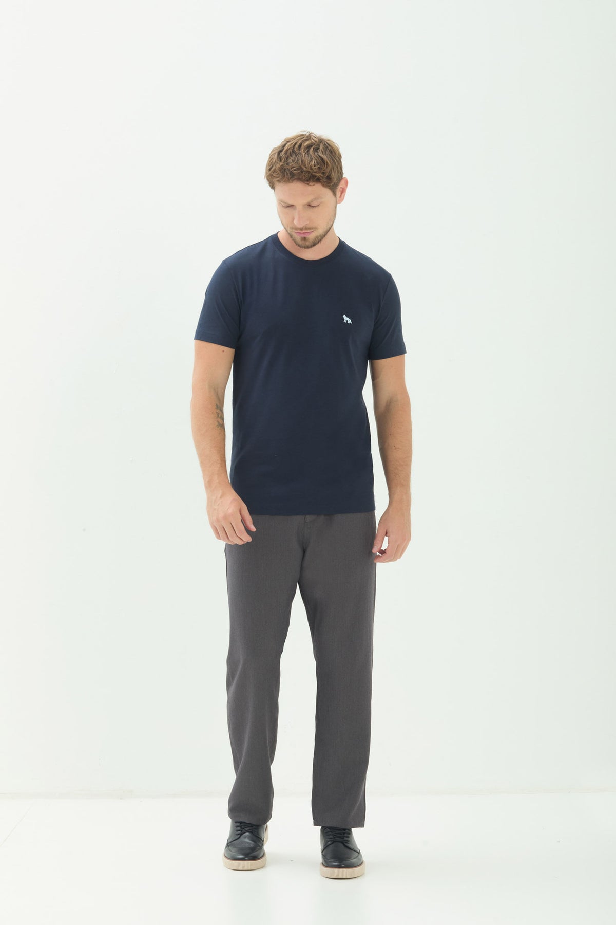 Camiseta Básica Casual Masculina Acostamento Marinho