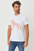 Camiseta Estampa Lobo Frontal Masculino Acostamento Branco C/ Estp Rosa Cha