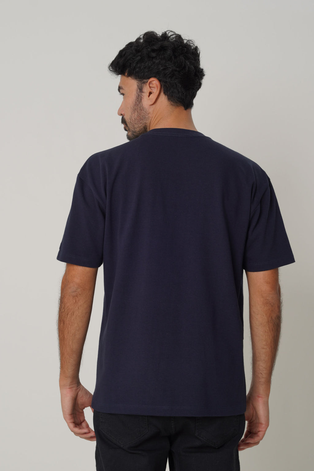 Camiseta Oversize Bolso Frontal Masculina Acostamento Marinho