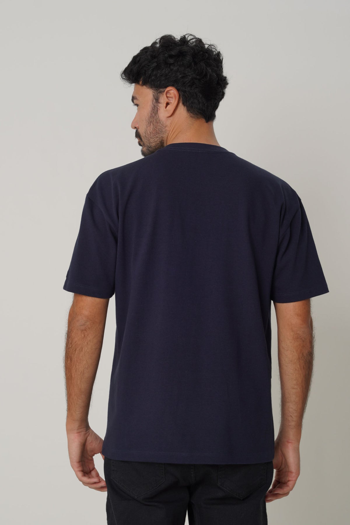 Camiseta Oversize Bolso Frontal Masculina Acostamento Marinho
