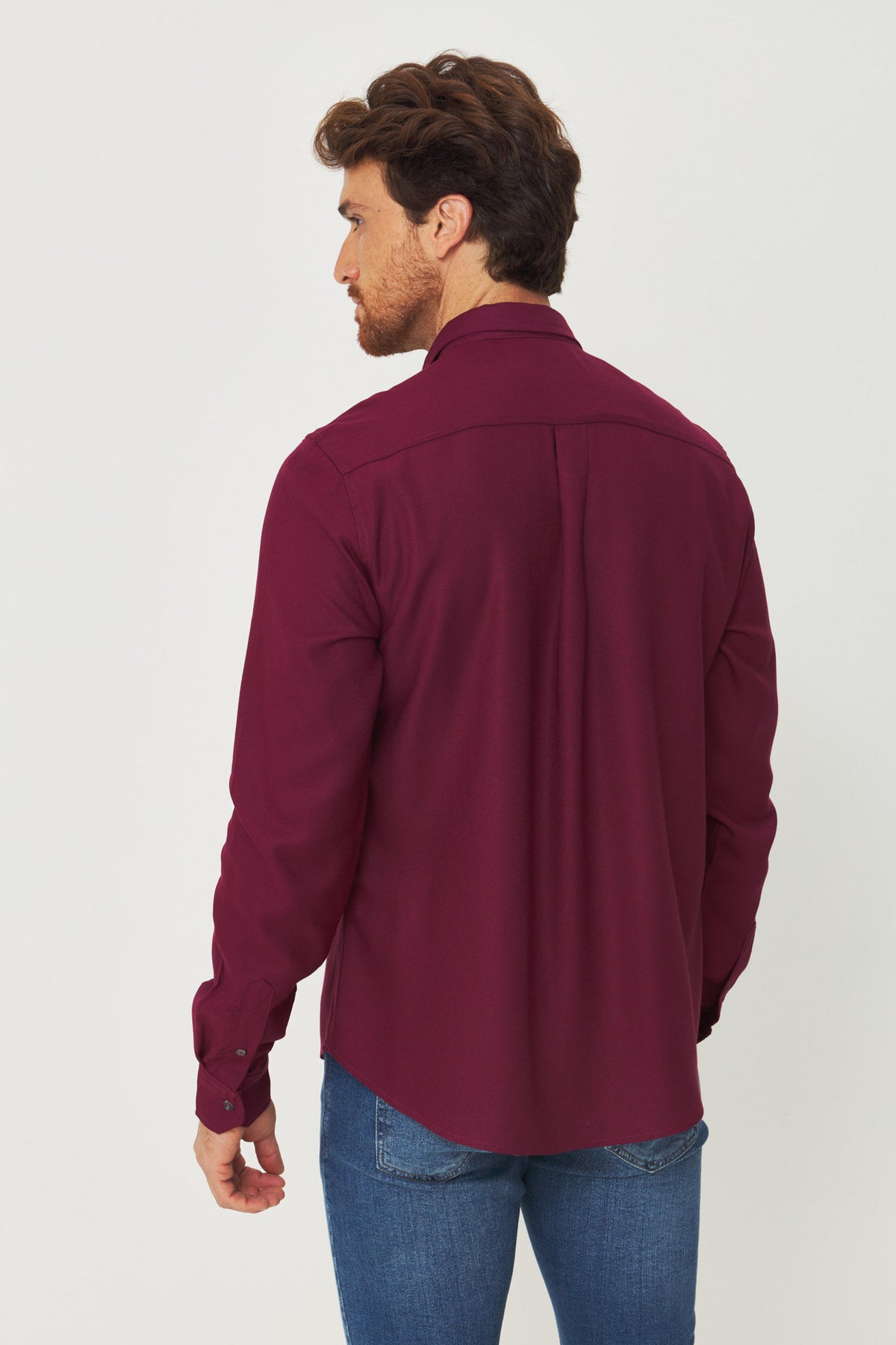 Camisa Manga Longa Premium Masculina Acostamento Vinho