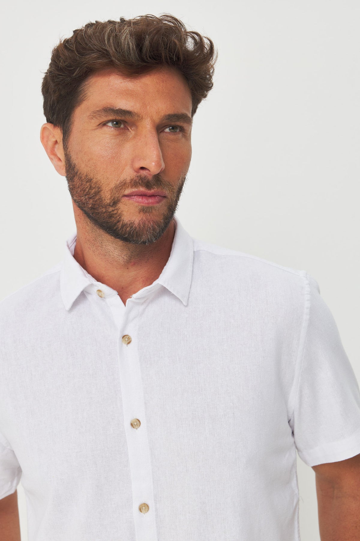 Camisa Casual Manga Curta Masculino Acostamento Branco
