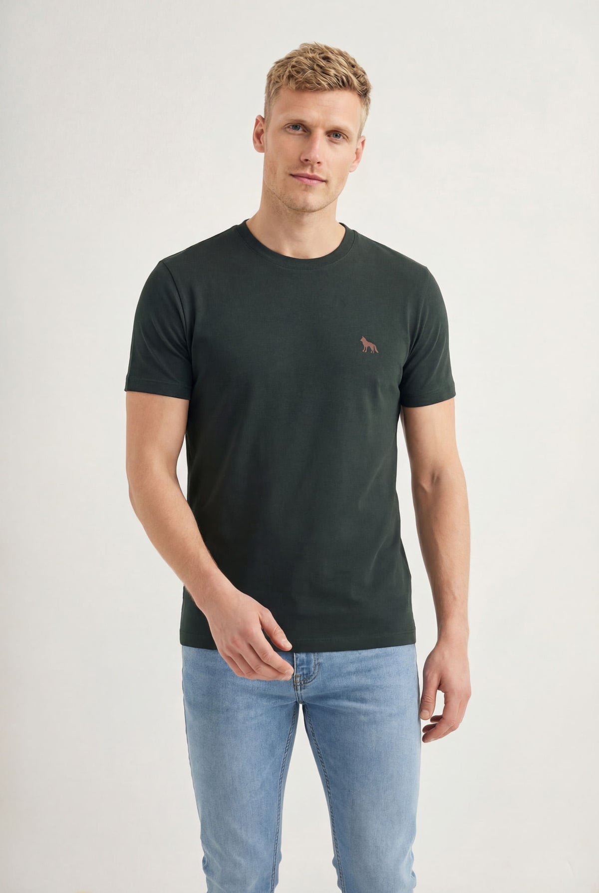 Camiseta Com Elastano Casual Masculina Acostamento Verde Folhagem