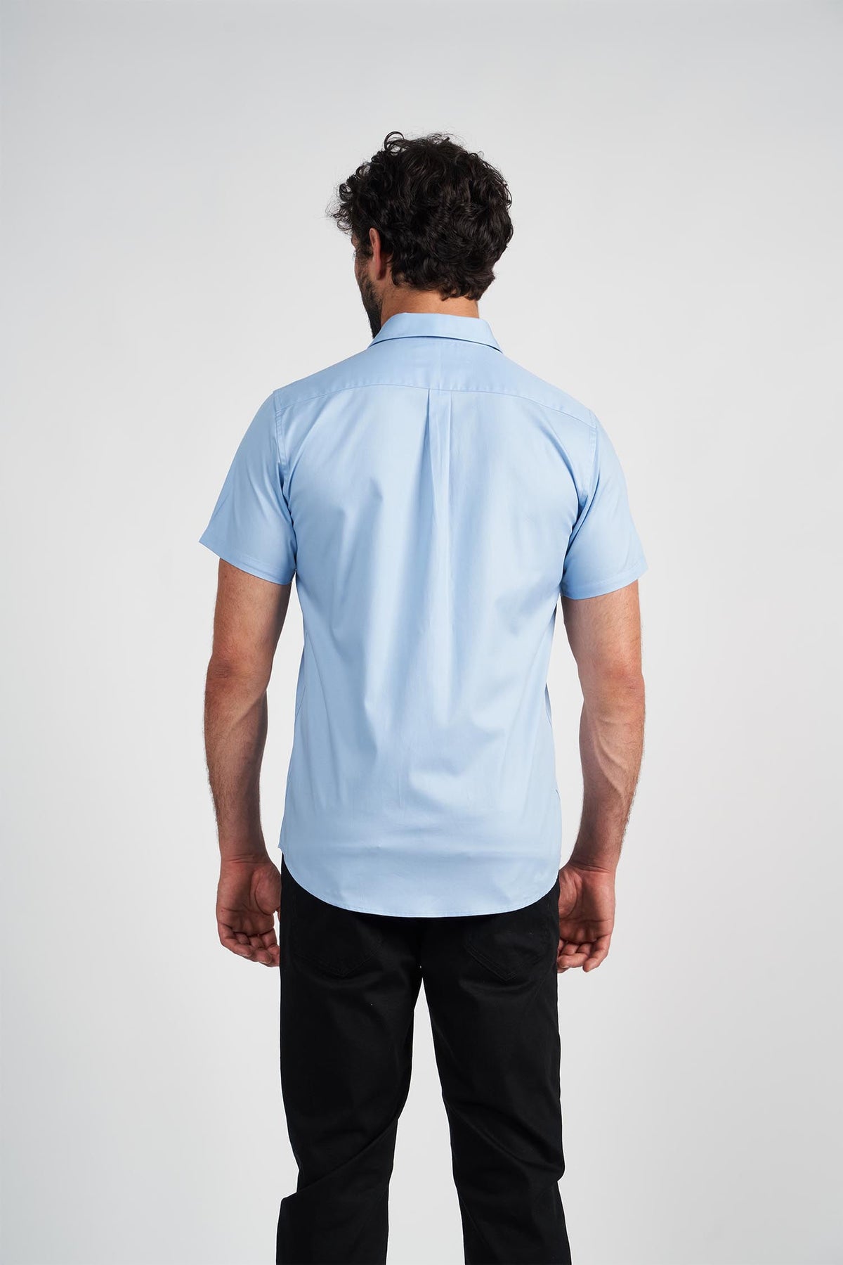 Camisa Manga Curta Cotton Masculina Acostamento Azul
