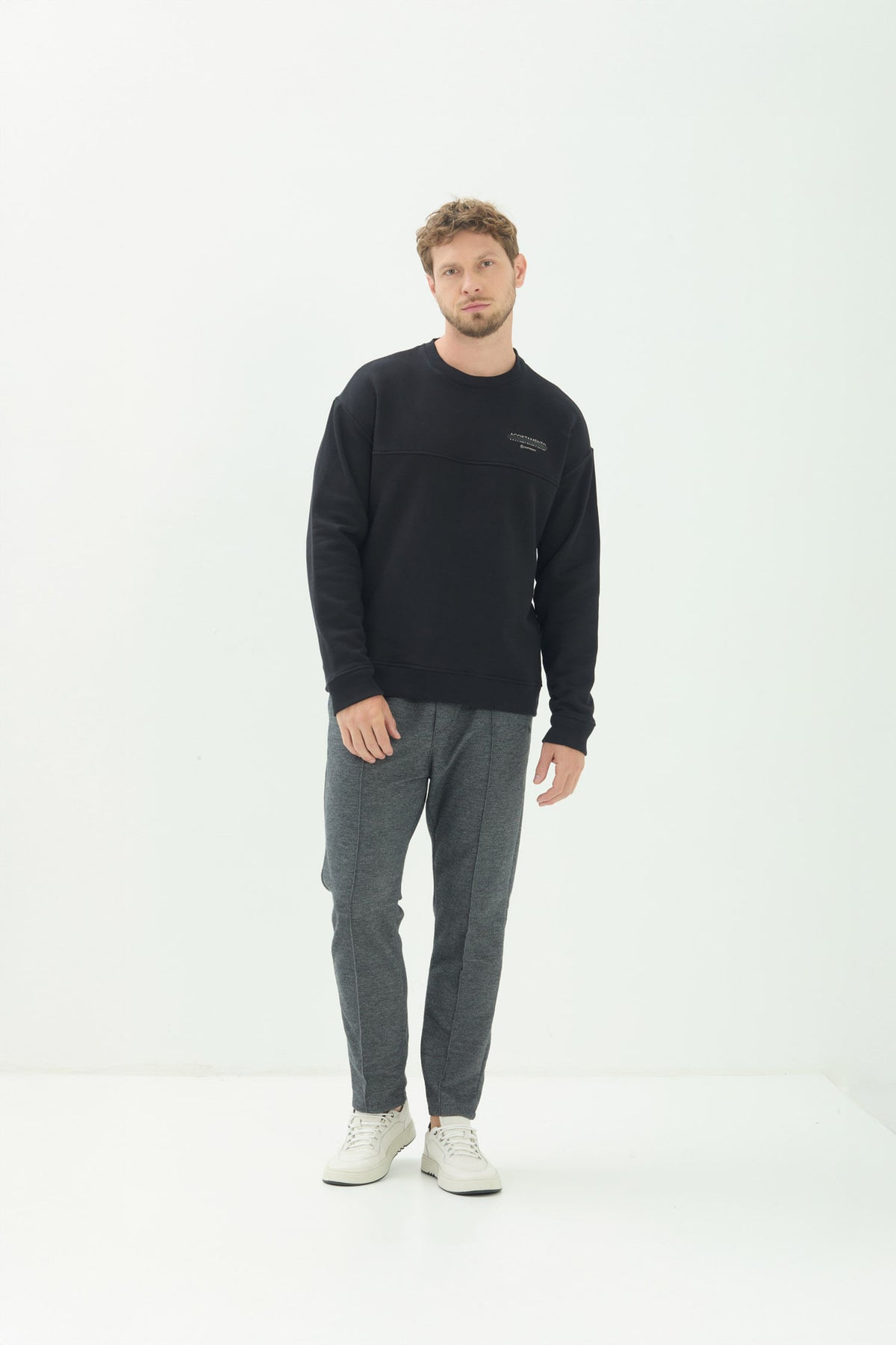 Calça Moletom Casual Masculino Acostamento Preto