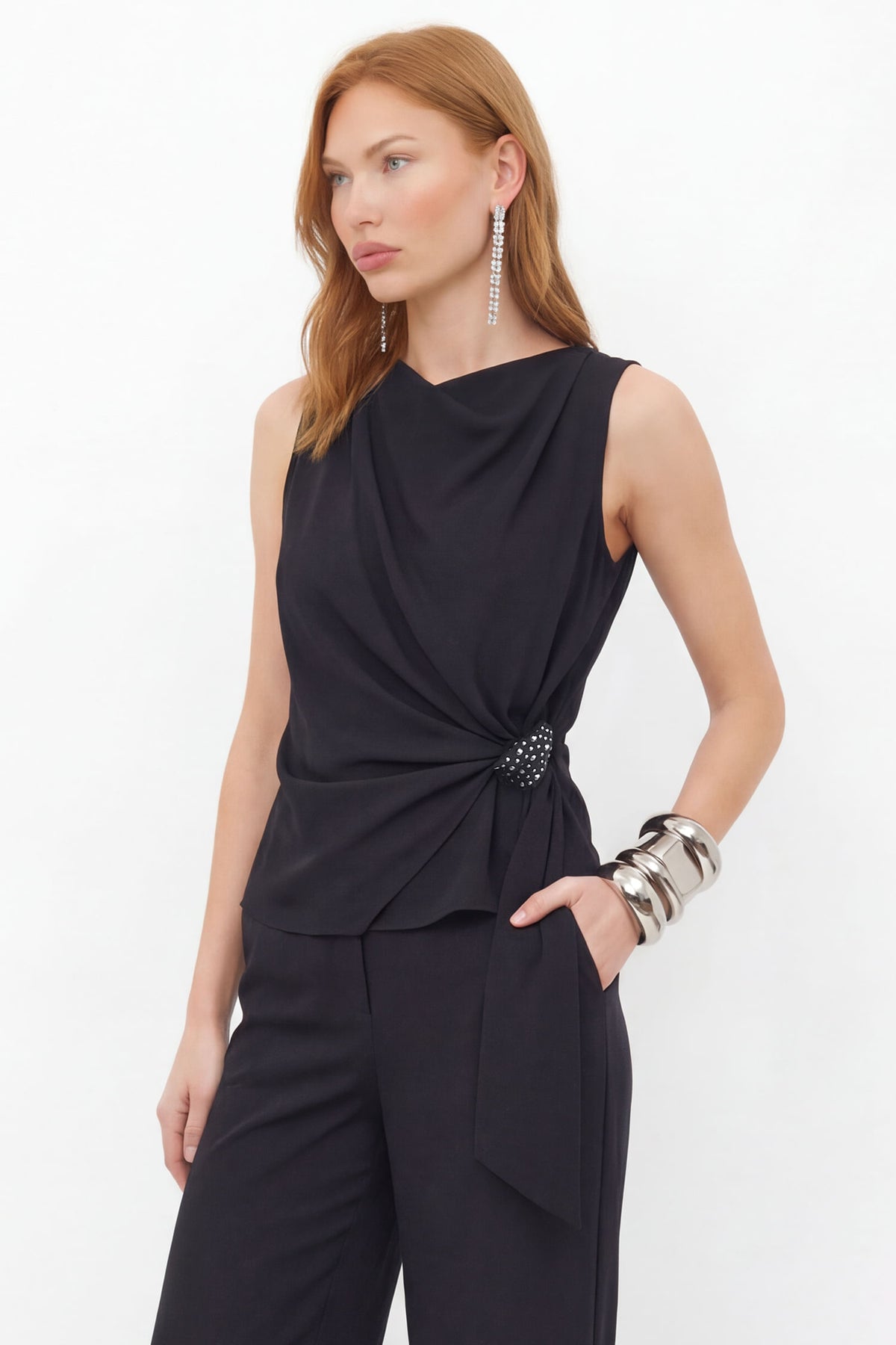 Blusa Drapeada ACT Feminina Preto