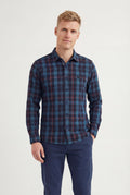 Camisa Slim Xadrez Masculina Acostamento Xadrez Preto C/ Verde